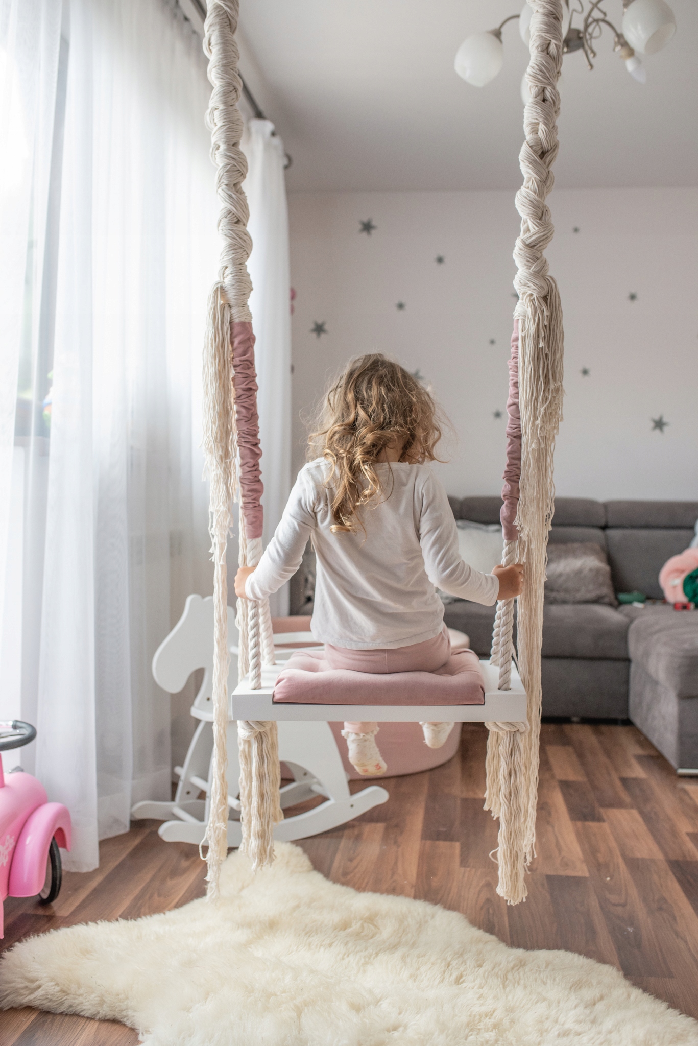 Stylowa huśtawka SMALL 50cm na linach dla dzieci