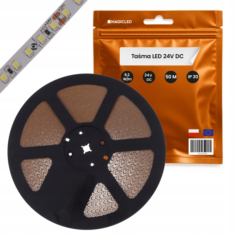 Led pásik 2835 24V IP20 120 LED/m 1400lm/m Studená biela 10W/m Rolka 50m