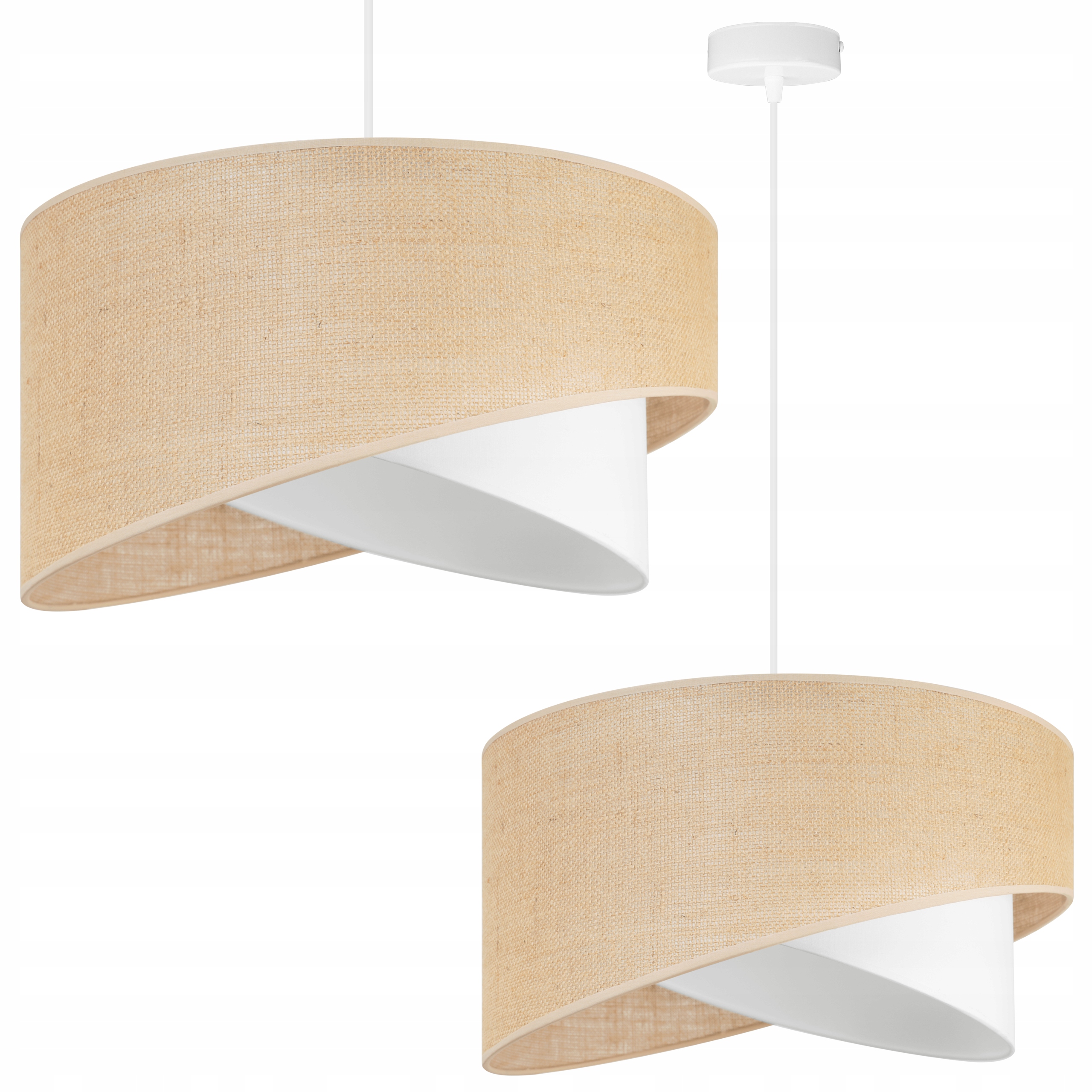 

Lampa Wisząca Żyrandol Sufitowa Abażur Biały Juta