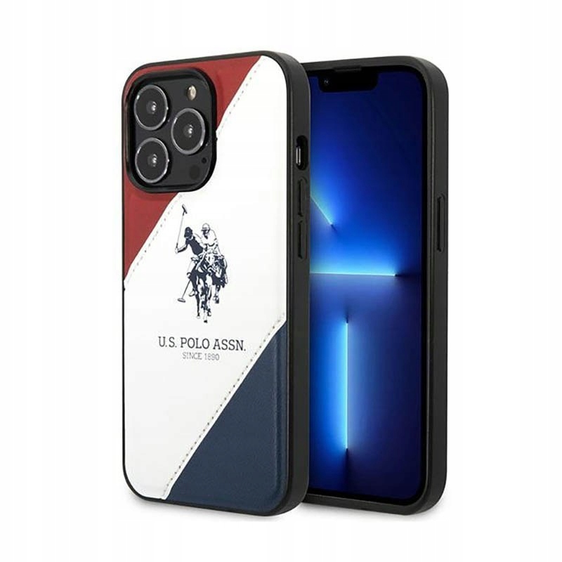 Us Polo Assn Tricolor Embossed Pouzdro pro iPhone 14 Pro Max (bílé)
