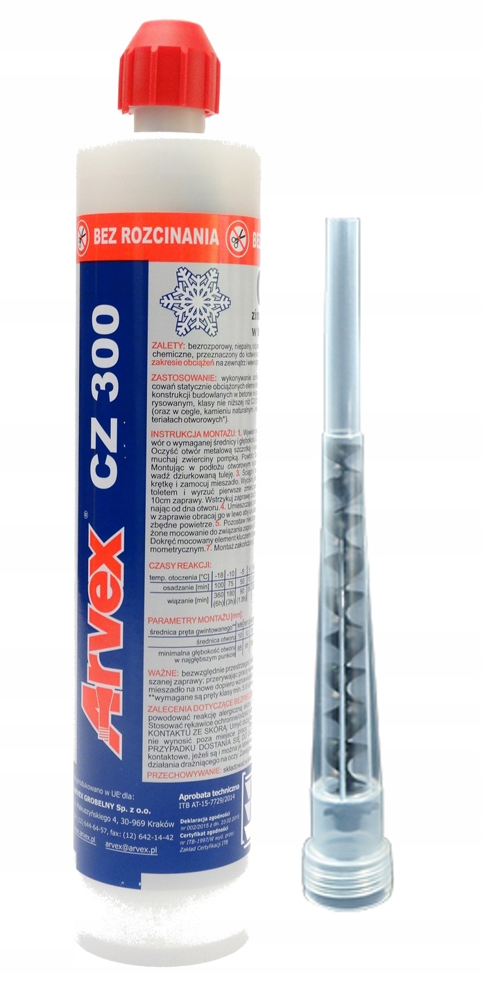Kotwa chemiczna klej żywica ARVEX CZ300 zimowa -18