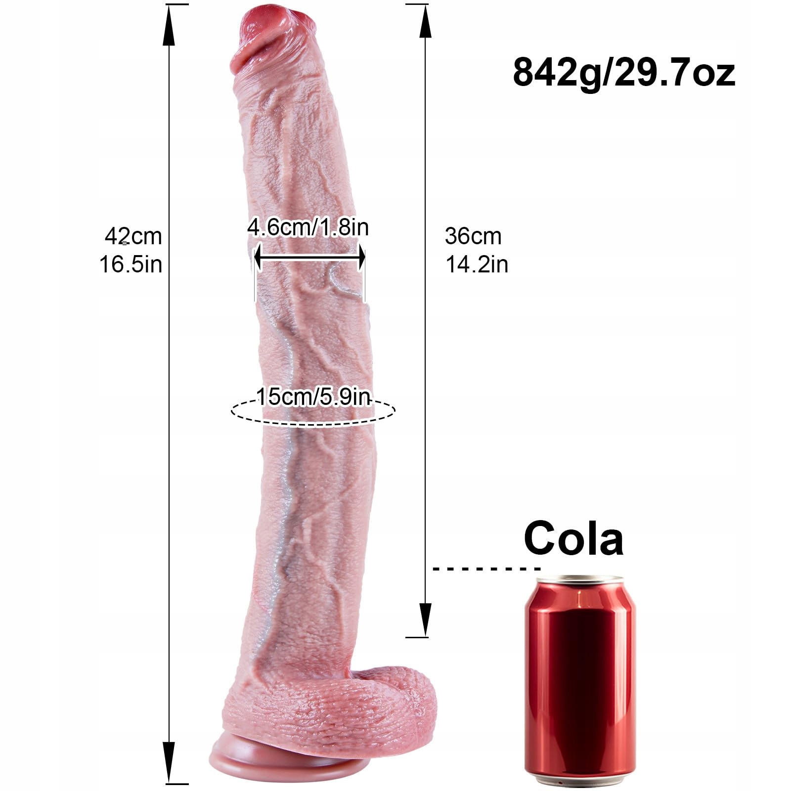 XXXL RIESIGER DILDO Realistyczny Silikonowy Dildo 42 cm z Mocną Przyssawką — miniatura 7