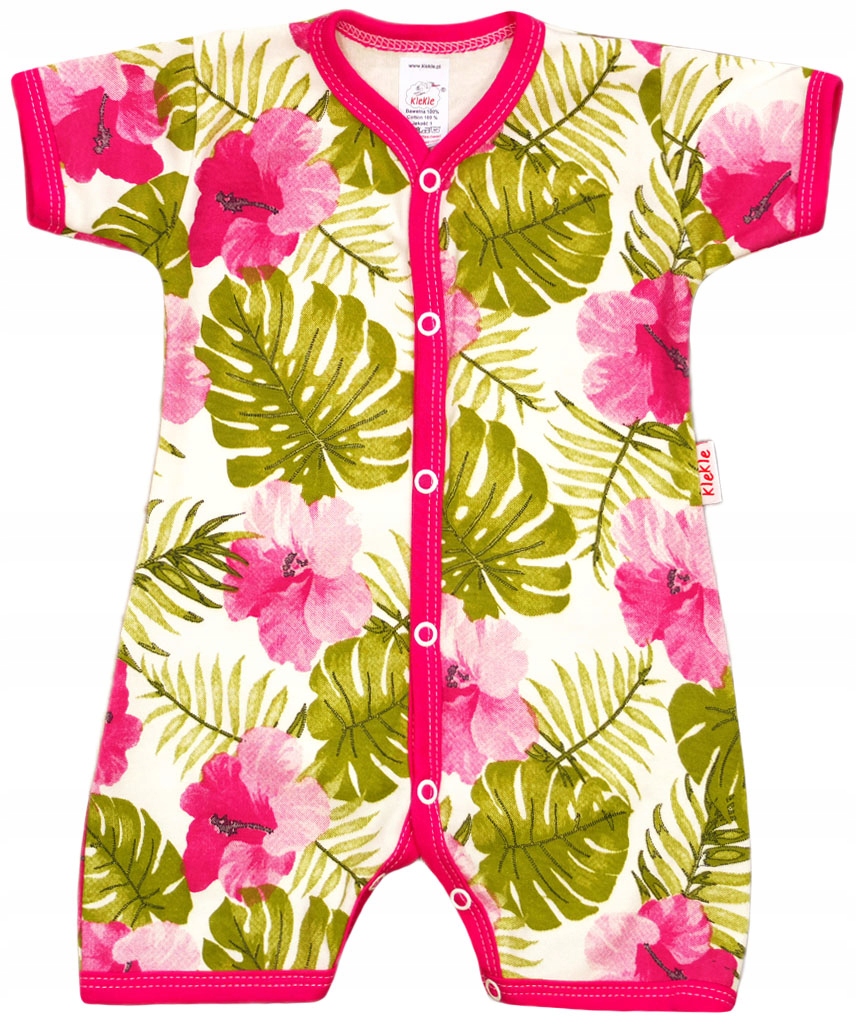 PAJAC KRÓTKI RĘKAW rampers KWIATY 62 KLEKLE