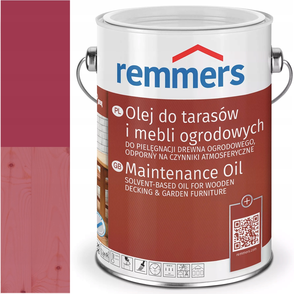 Remmers Pflege-ol olej na terasové desky Ral 3027 Malinový 2,5L