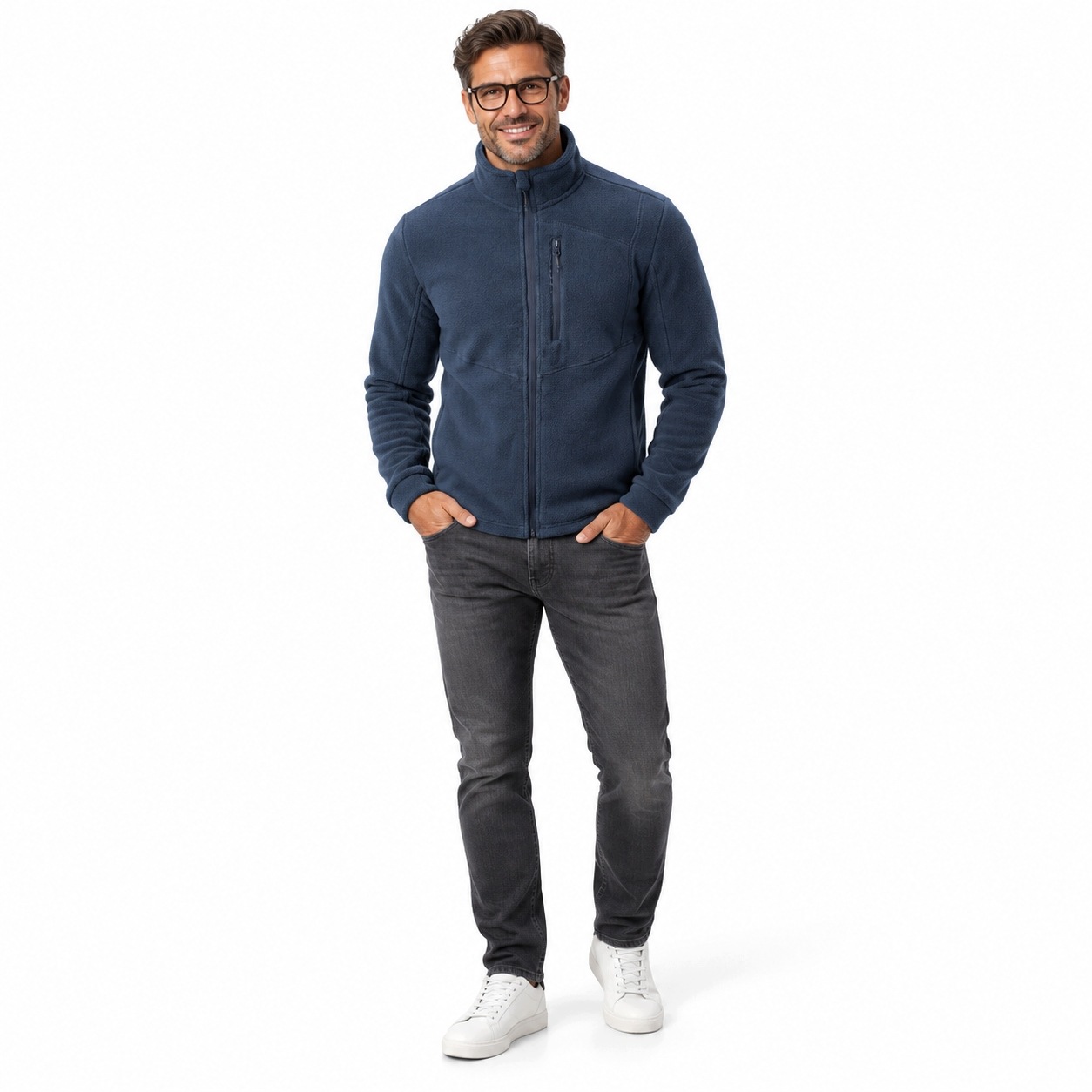 Męski Polar Bluza Polarowa Brugi 4NET Ciemnoniebieski Ciepły 300G/M2 r XXL