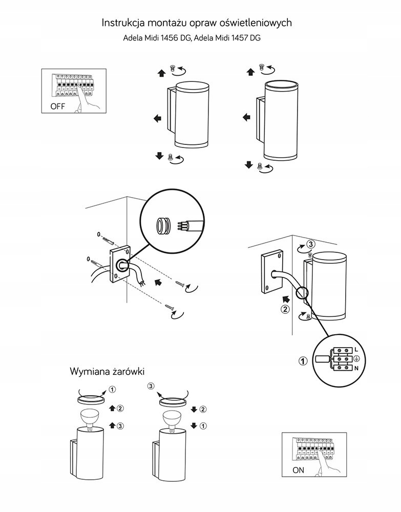 Kinkiet zewnętrzny Adela Midi M1456 DG Suma Zasilanie sieciowe