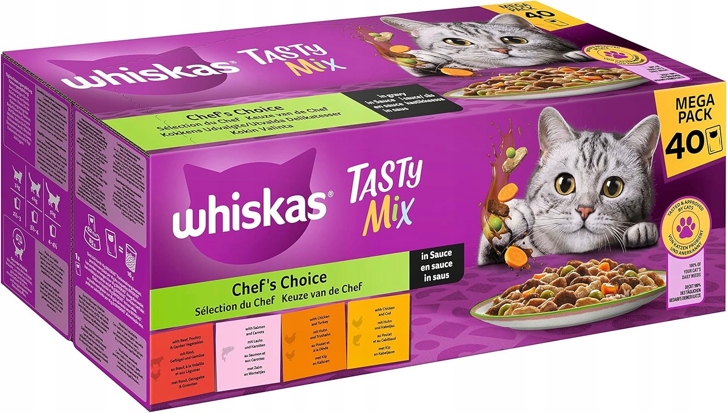 Levně Whiskas Krmivo pro kočky Dospělý paštika Chef's Choice 4 recepty 3.4 kg