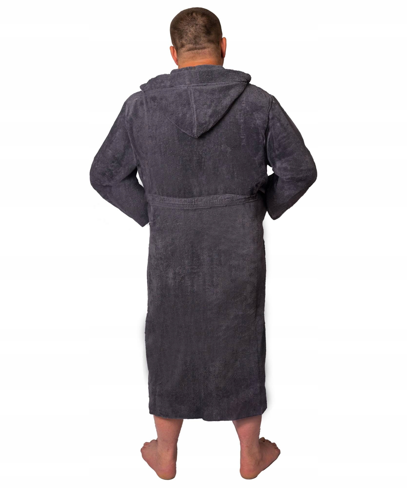 CIEPŁY MĘSKI SZLAFROK HOTELOWY DOMOWY DO SPA DLA DUŻEGO PANA KAPTUR 4XL Rozmiar 4XL