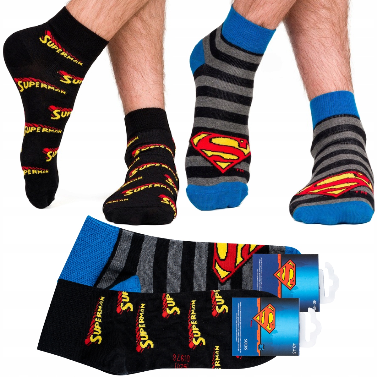 

2x Zakostki Męskie Soxo Superman Skarpetki