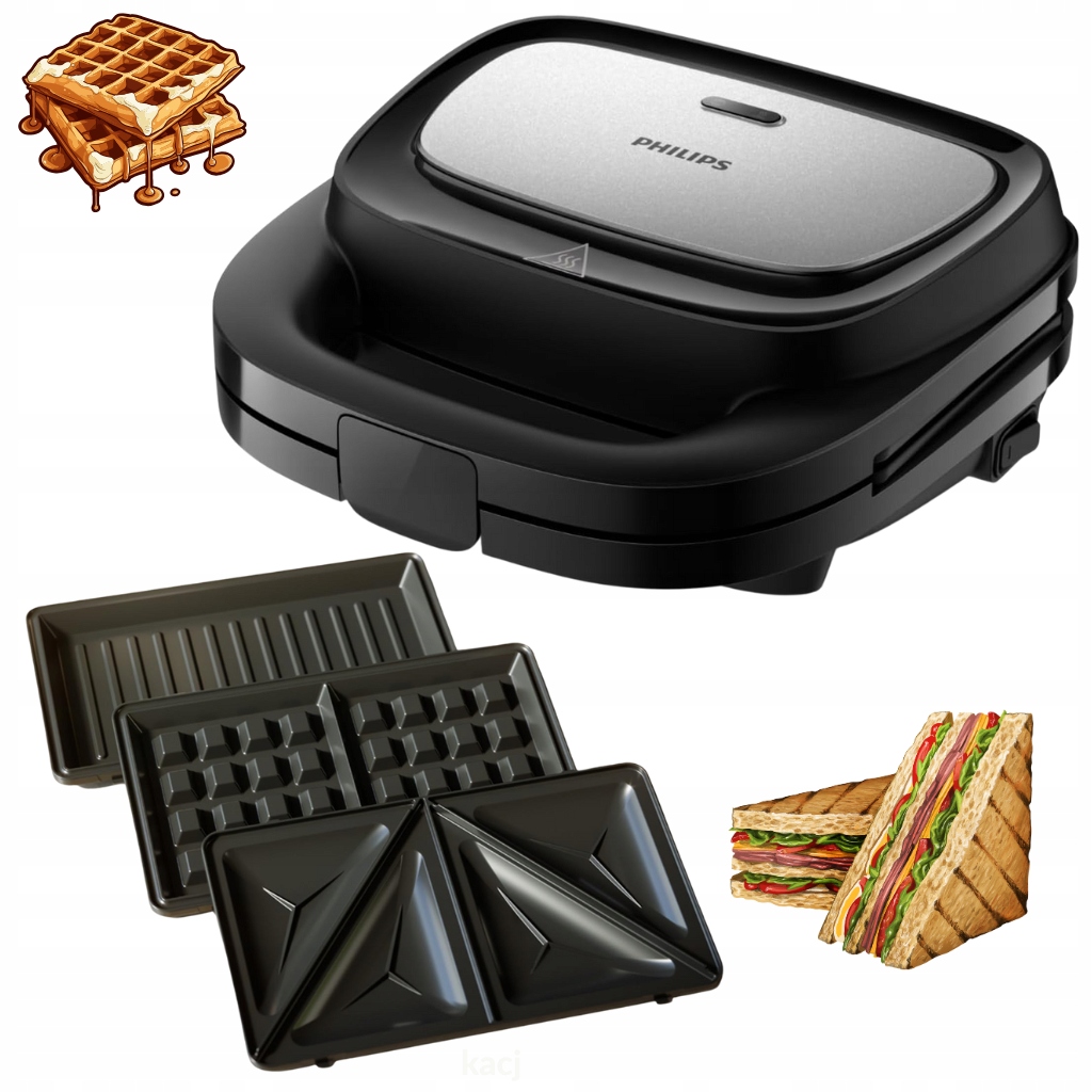 Toustovač Uzamykatelný Sendvičovač 3v1 Pro Toastování Vaflů Grilování Vaflovač 750W