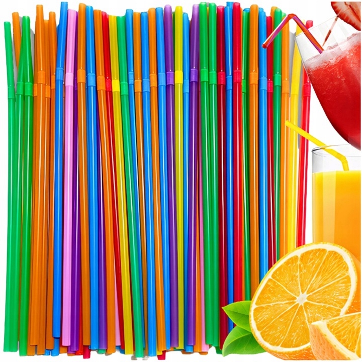 SŁOMKI PLASTIKOWE ŁAMANE RURKI DO PICIA WIELOKOLOROWE DO NAPOJU SOKU WODY