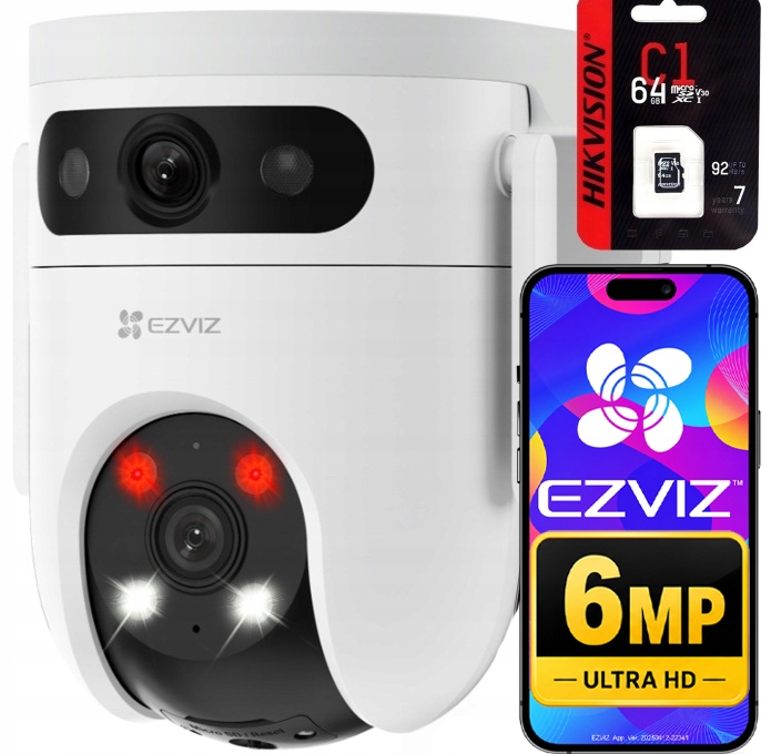 WiFi otočná kamera 2K H9C Ezviz 2v1 Dual Lens microSD karta 64Gb