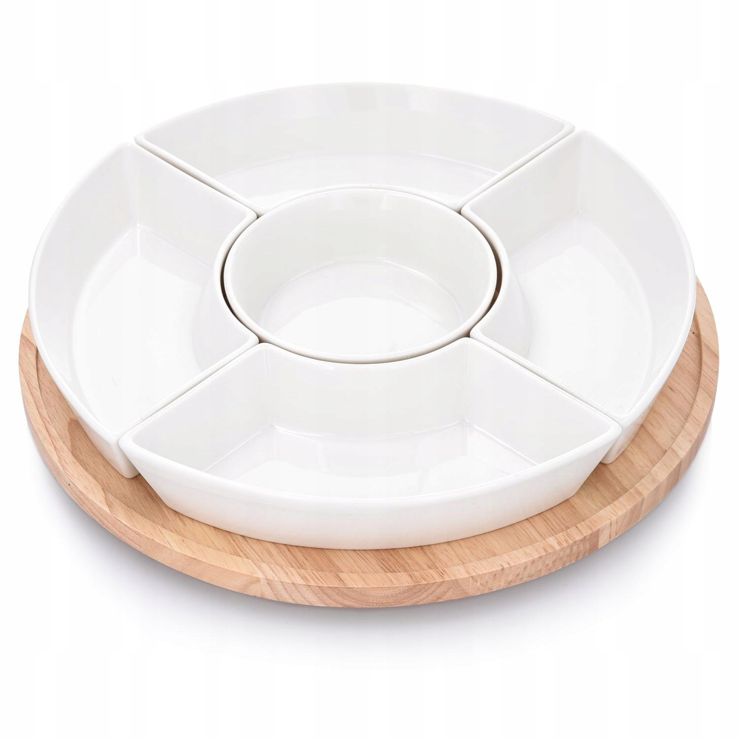 Sada na předkrmy na otočném podnose Warewood porcelánová bílá Duka