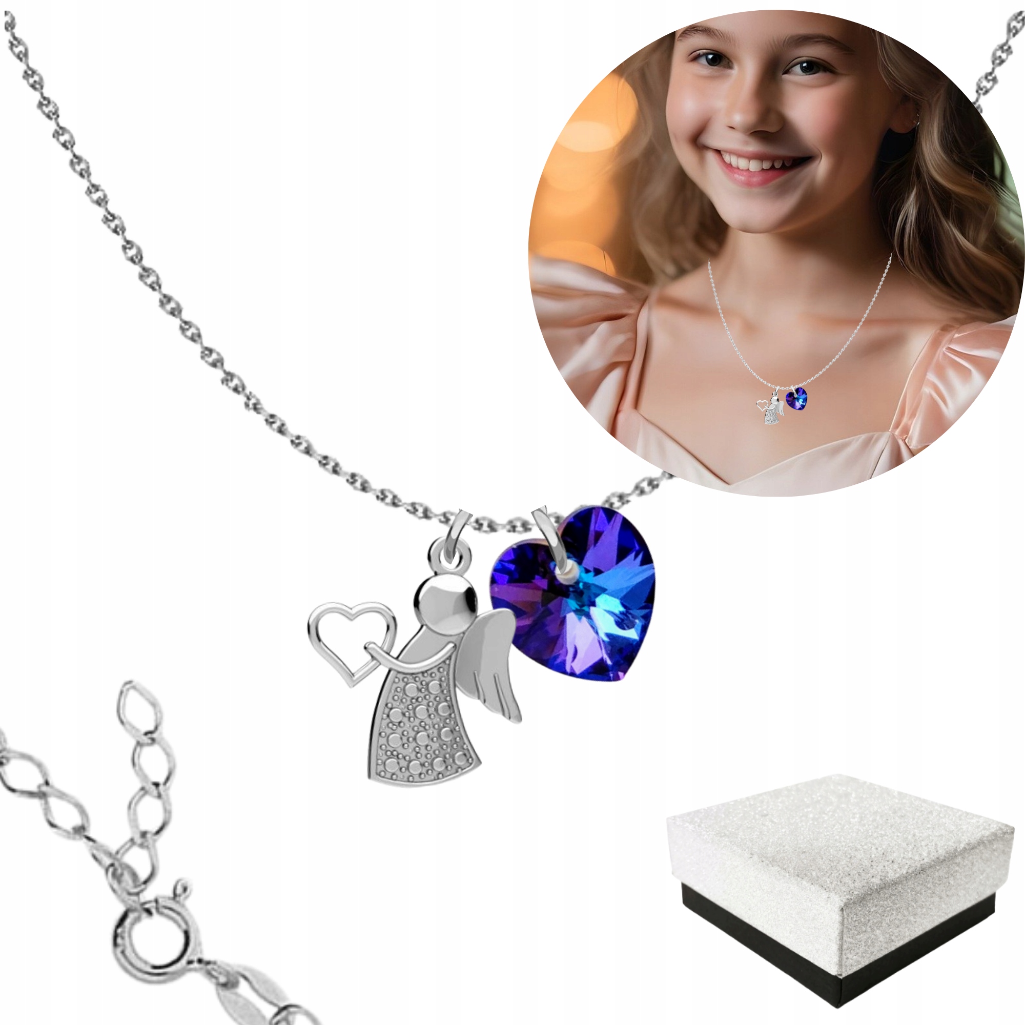 Stříbrný náhrdelník Anděl pro dívku Stříbro 925 Dárek Vánoce 925