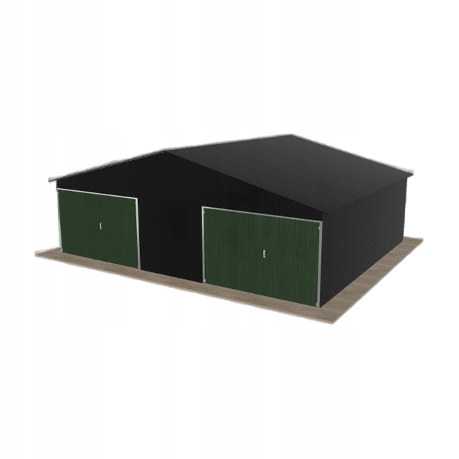 Plechová garáž 8x6.5 m dvoupolohová, dvoupolohová, černá