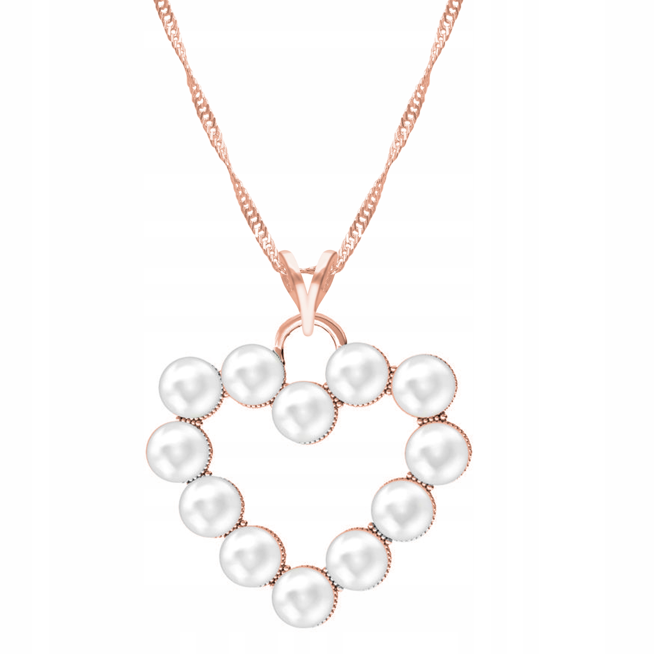 Řetízek zlatý náhrdelník 925 Srdce s perlami