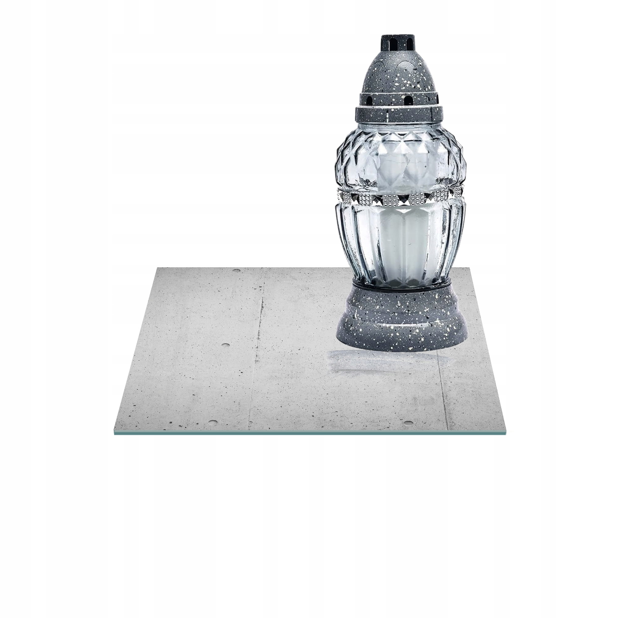 SZKLANA PODSTAWKA POD ZNICZE 40x40cm Beton 192h
