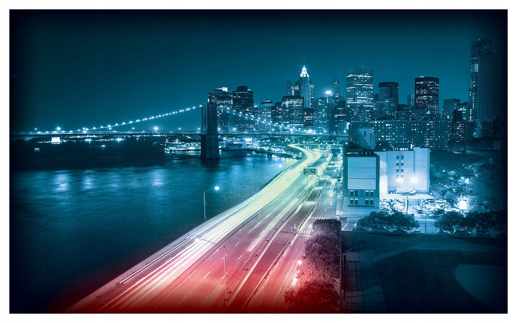 Fototapeta vlies Brooklynský most v noci New York panoráma 300x210 lepidlo