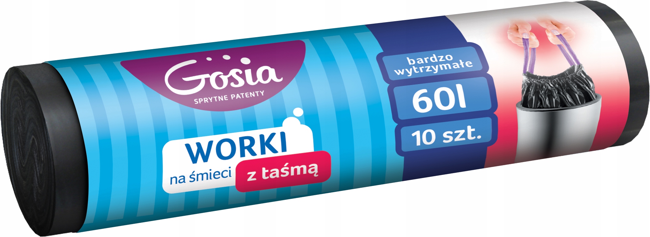 worki na śmieci z taśmą ściągającą 60l A'10 GOSIA — 2