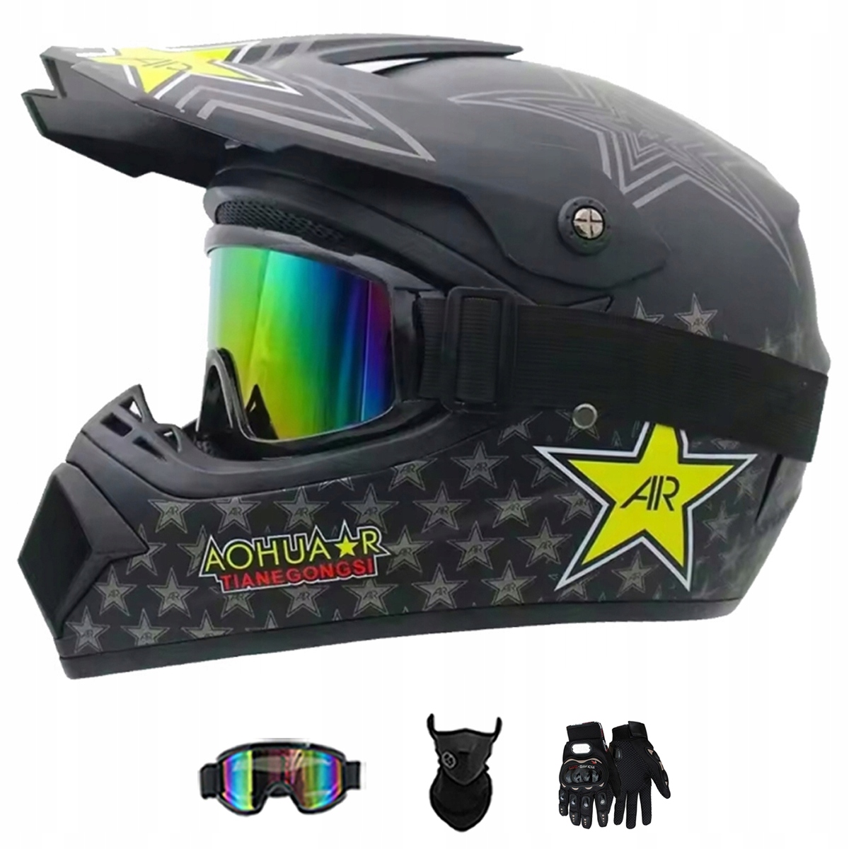 Motocyklová Přilba Crossová Lehká Enduro Quada Brýle Rukavice Maska L