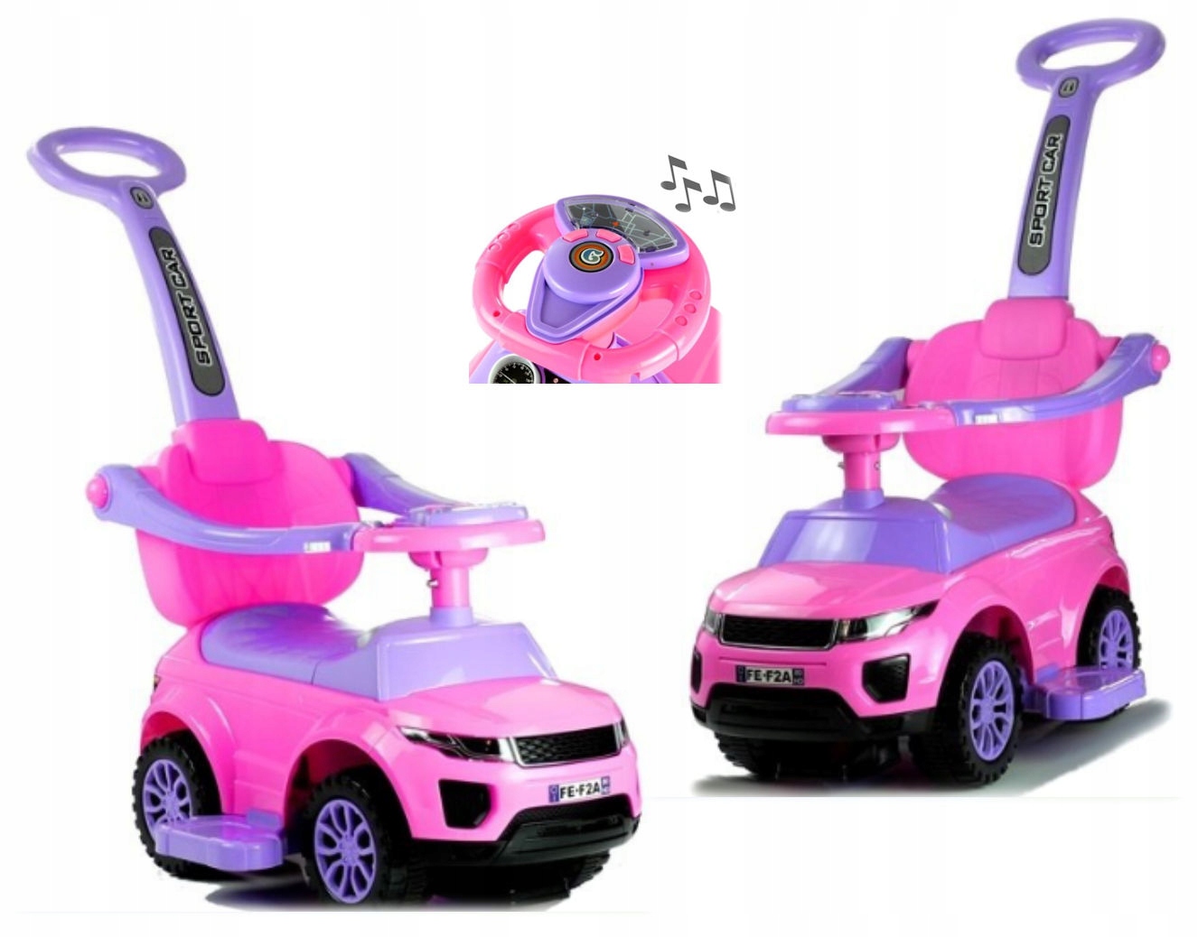 

Jeździk Pchacz Auto Sport Muzyka Car Różowy Coil