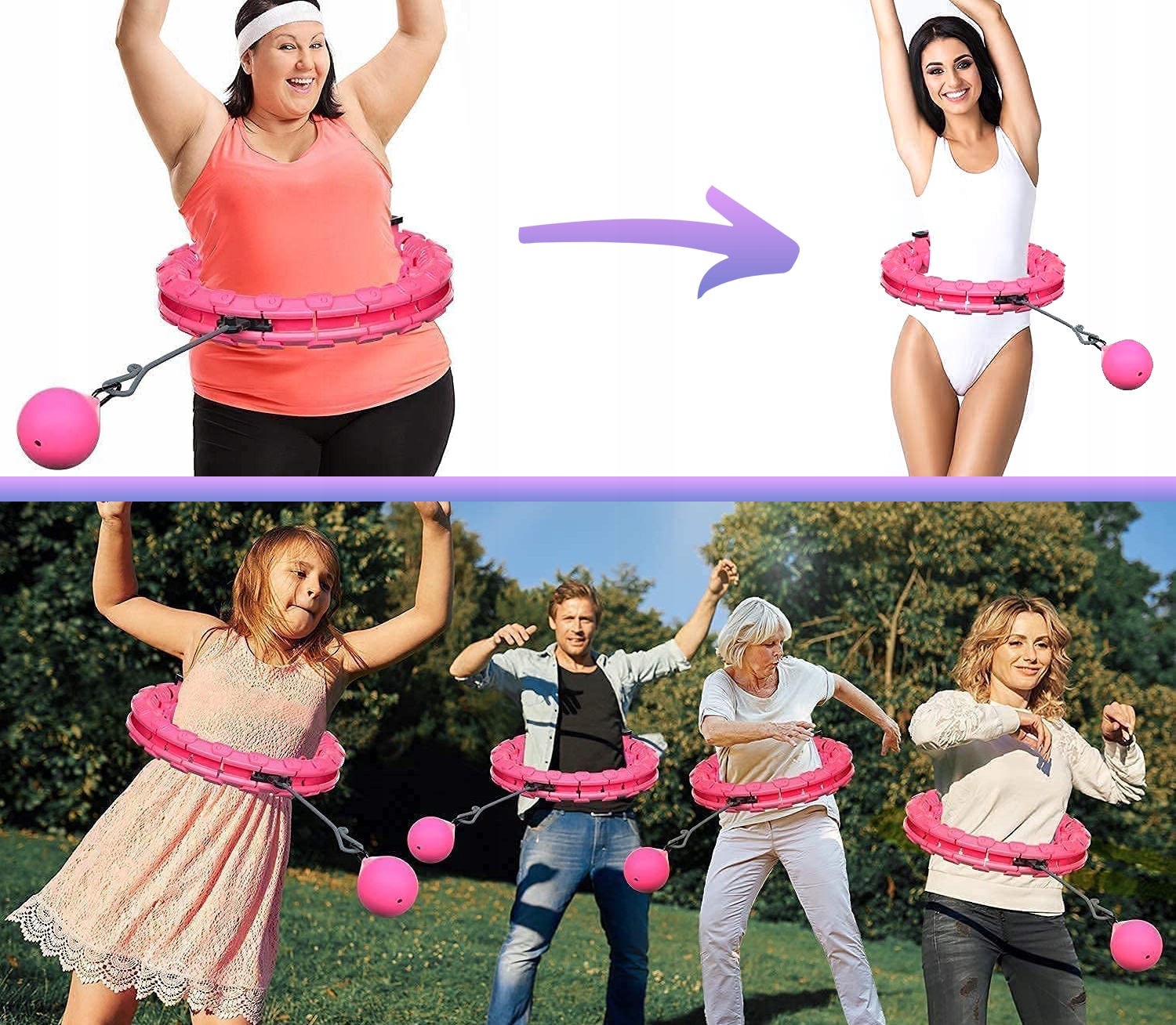 HULA HOP ODCHUDZAJĄCE Z OBCIĄŻENIEM OBCIĄŻNIKIEM SMART Z WYPUSTKAMI HULAHOP Kolor dominujący wielokolorowy