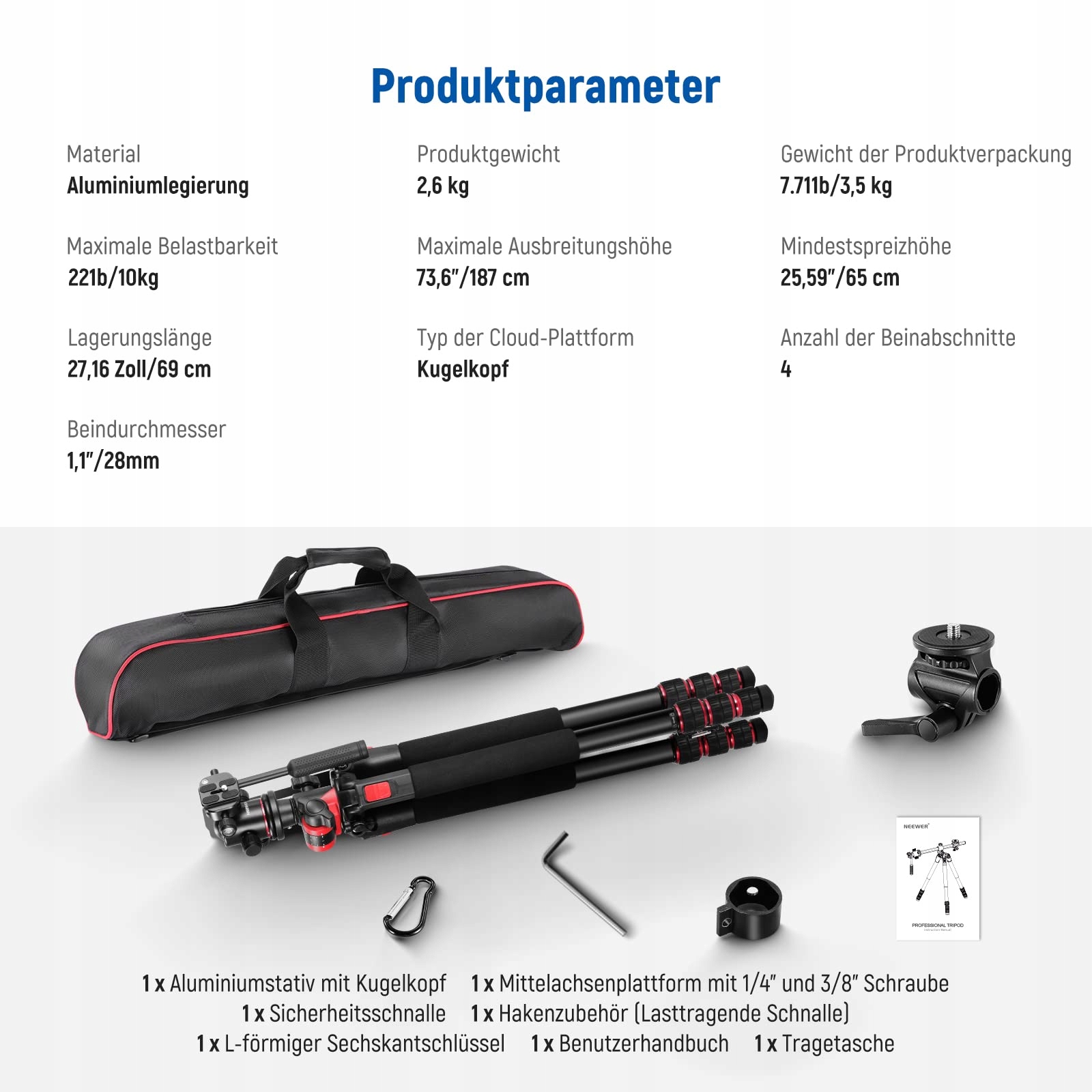 NEEWER Statyw Aluminiowy 360° z Głowicą Kulową do Makrofotografii — miniatura 9