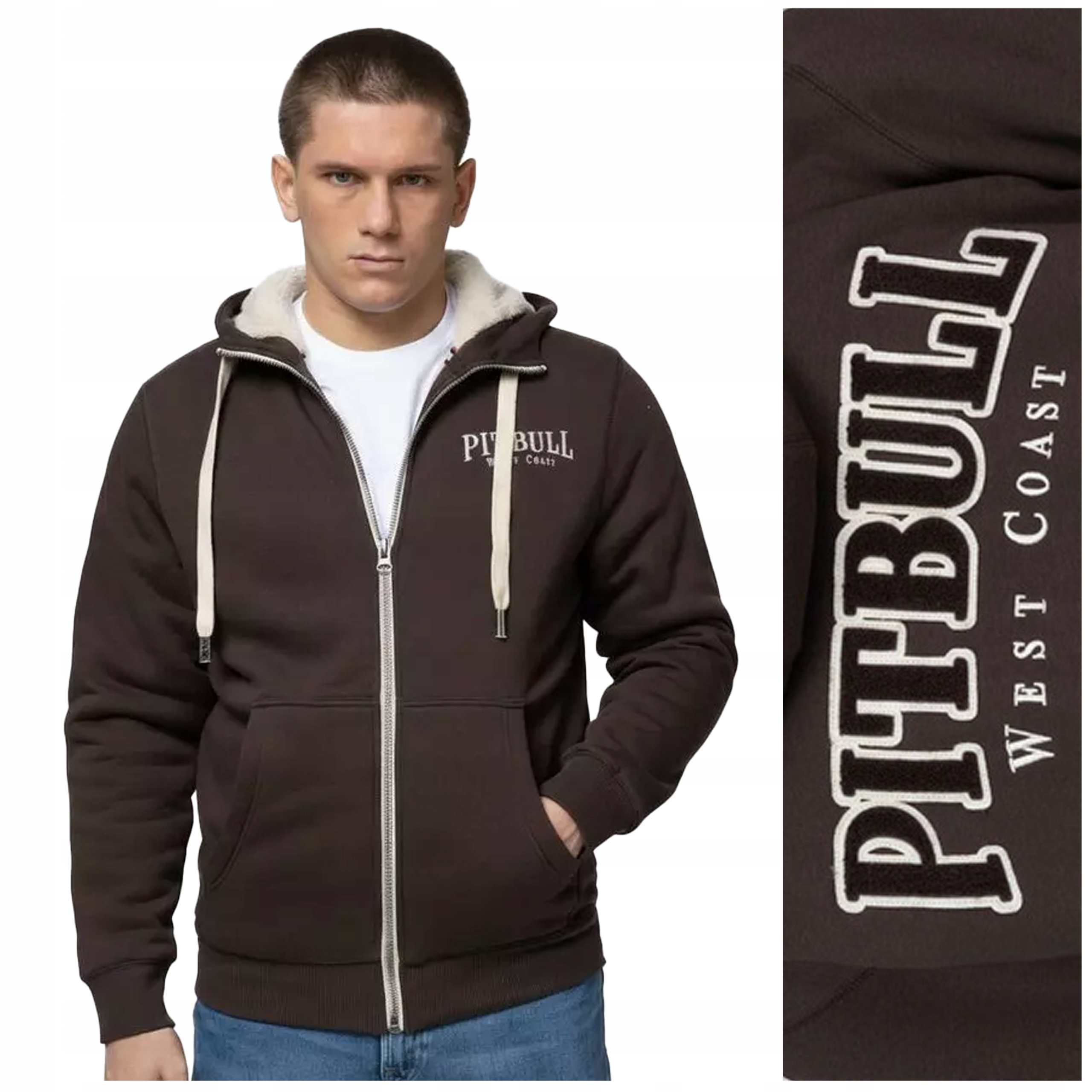 Rozepínací mikina s kapucí vel. XL, tmavě hnědá