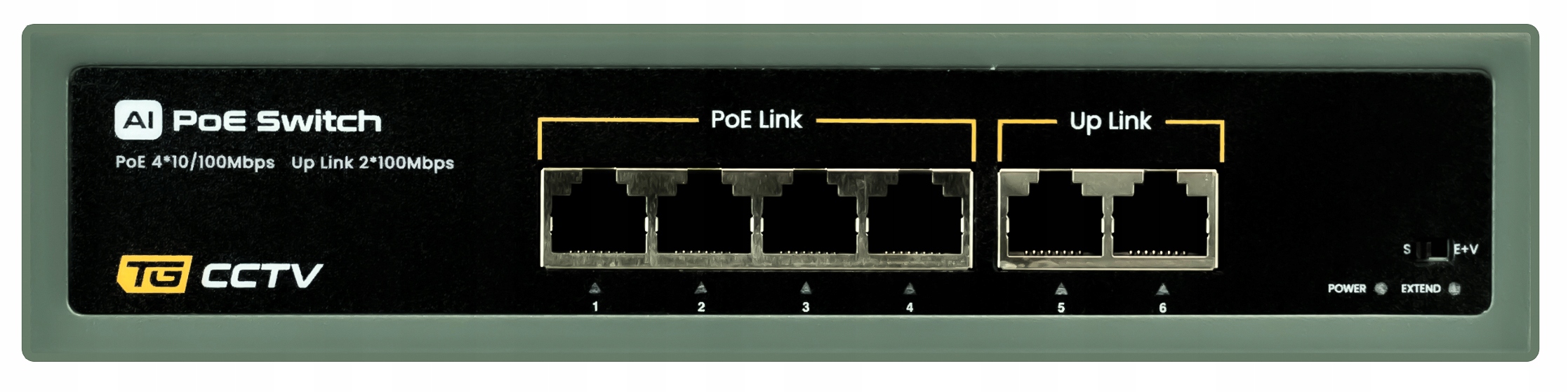 Switch do kamer PoE 4xPoE 2xUplink 78W Extend 250m