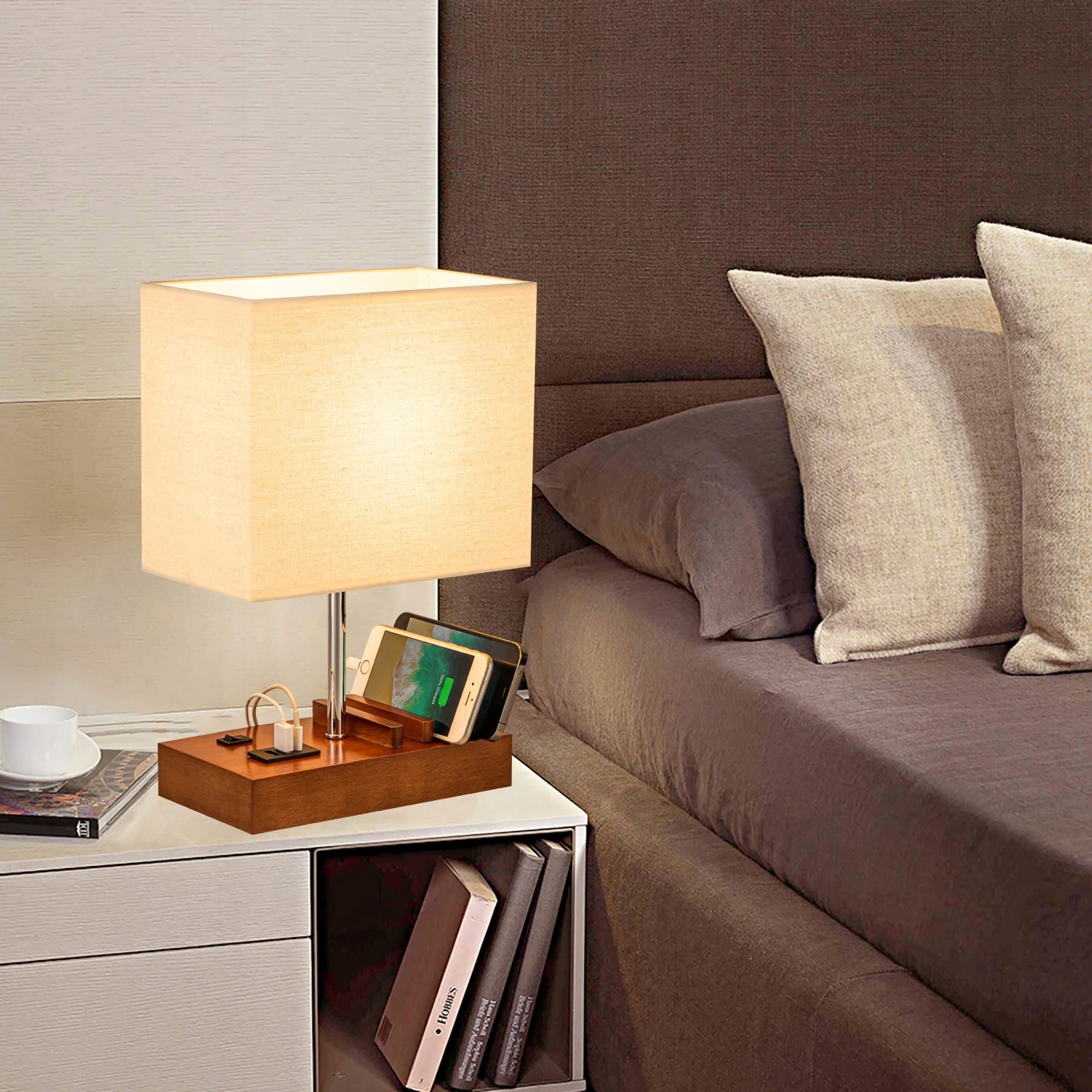 DREAMHOLDER Lampa Stołowa USB 3 Porty Telefon Stojak Nowoczesna Lampa — miniatura 4