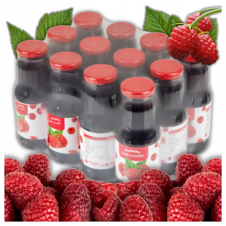 Sok Malinowy Nfc 100% Naturalny Malin Tłoczony Zdrowy Bez Konserwantów 12sz