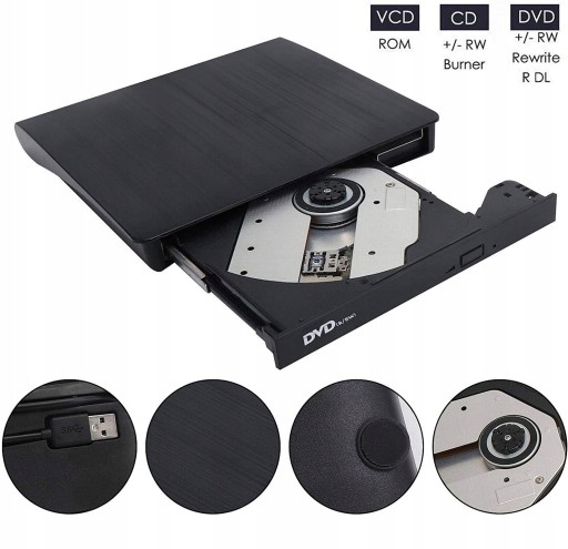 NAPĘD CD DVD-R/RW NAGRYWARKA Zewnętrzny USB 3.0 Interfejs USB 3.0