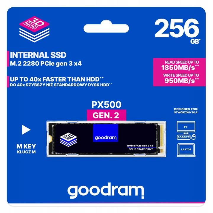 DYSK SSD GOODRAM PX500 256 GB M.2 NVMe 2280 PCIe laptop komputer PC