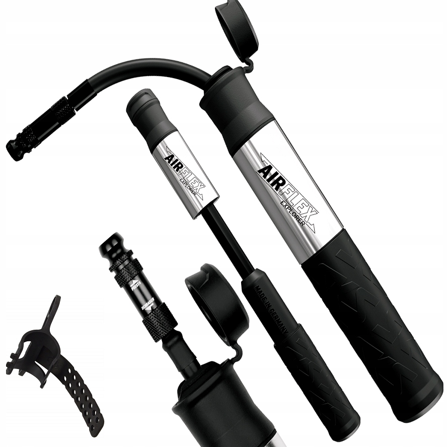 Pompka z wężykiem aluminiowa Sks Airflex Explorer 5 bar 73 psi srebrna