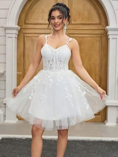 Shein Mini Svatební Šaty Gch S06__L