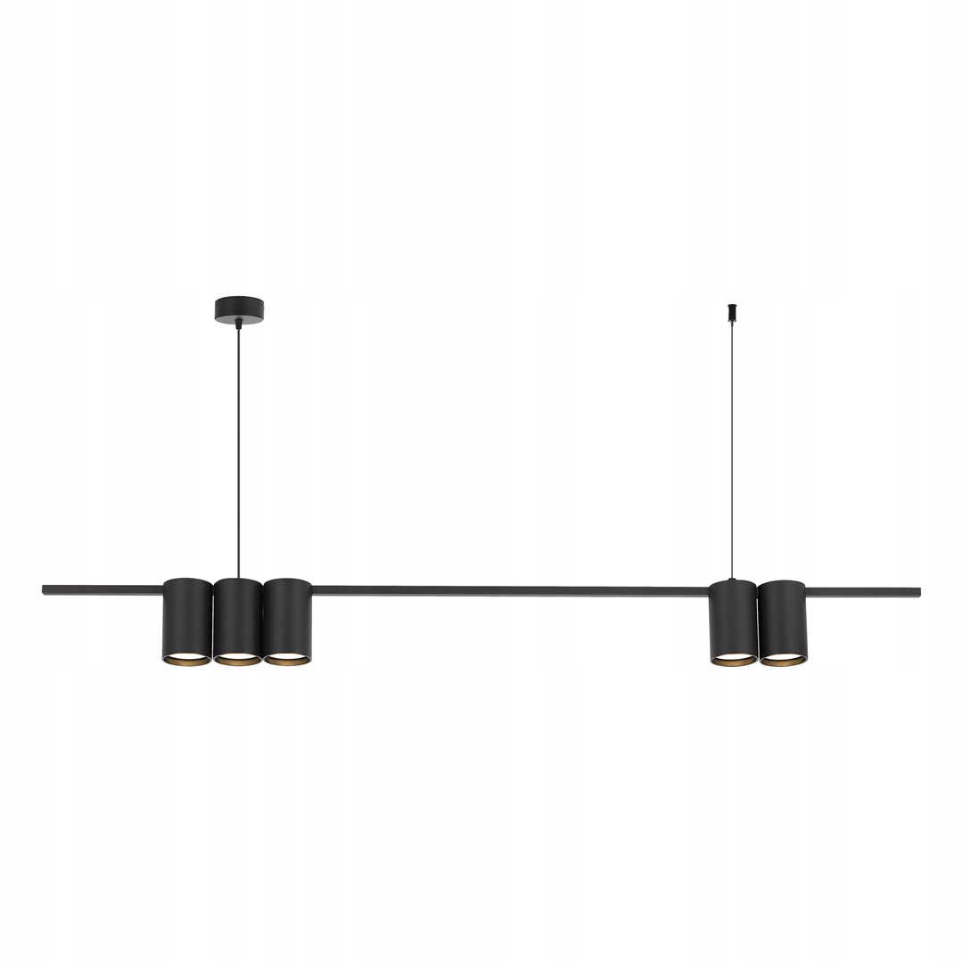 Moderná závesná lampa Genesis 5 s čiernou trubicou do jedálne nad stôl