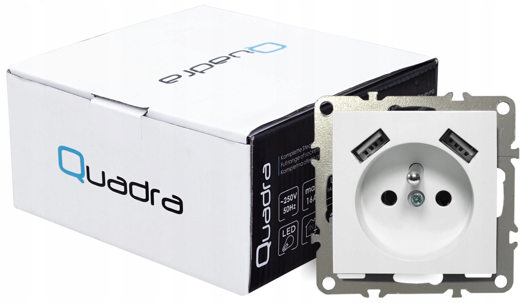 QUADRA GNIAZDKO GNIAZDO 2X USB DO RAMEK 230V 2.1A Stan opakowania oryginalne