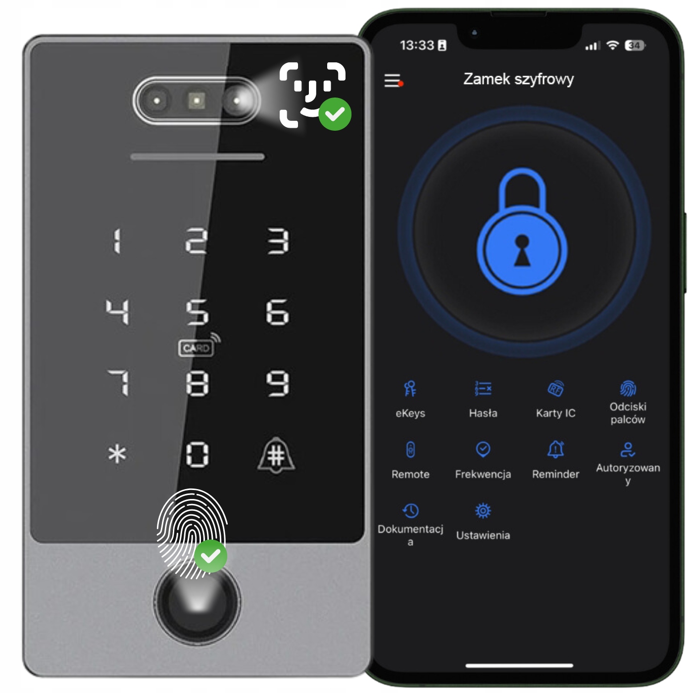 Kódový Zámek Na Dveře Brány S Kódem Pro Otisk Prstu Wifi Rfid Sken Obličeje