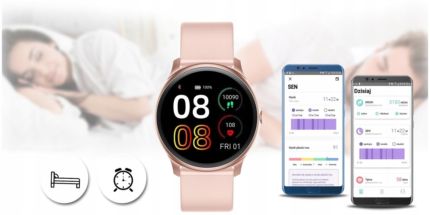 SMARTWATCH DAMSKI G. ROSSI CIŚNIENIE SMS + GRAWER Złącza microUSB