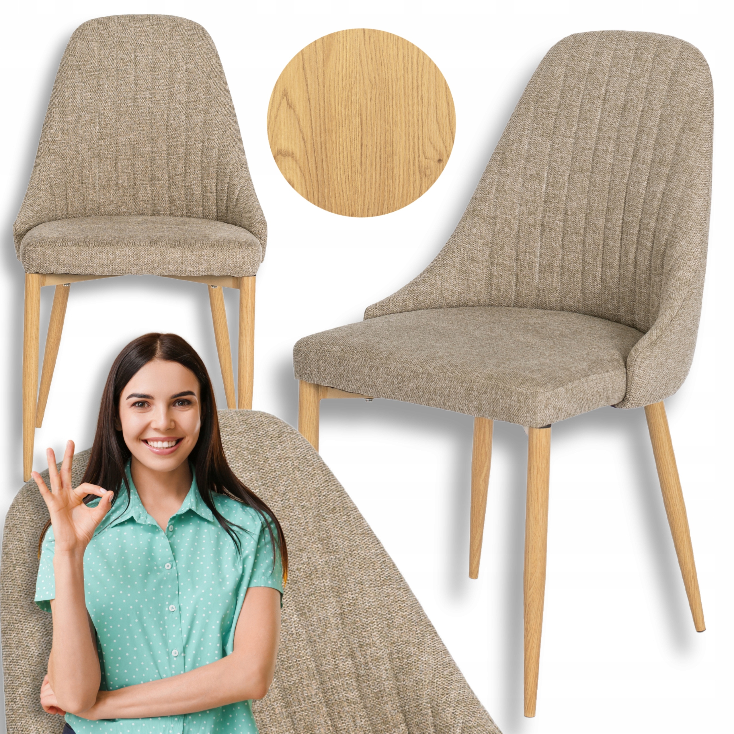 Čalouněná skandinávská židle do obývacího pokoje Jídelny Torino Béžová