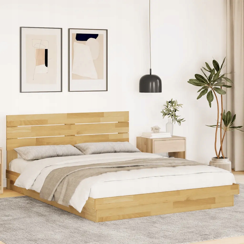vidaXL Rám postele s čelem bez matrace 150x200 cm Dubový masiv