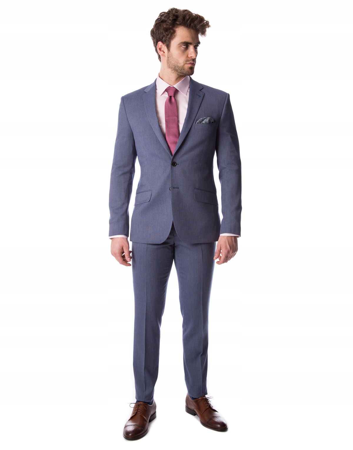 Garnitur męski jednorzędowy niebieski Slim 182/100/86
