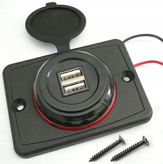 Ładowarka 2xUSB montażowa płaska PODŚW 12/24V 3,1A