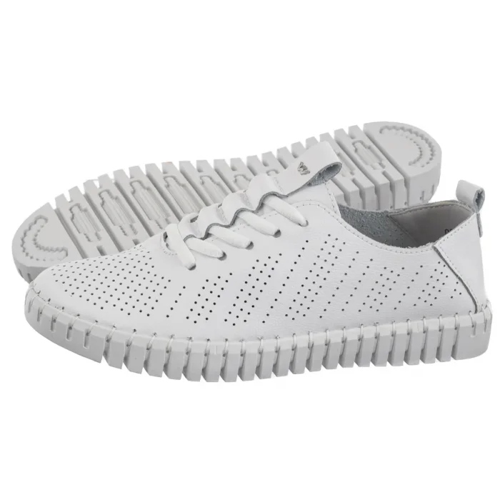 Dámské boty Ažurové Boty Polobotky Wojas Bílé Kožené 46267-50