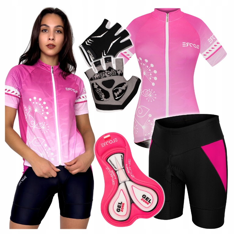 Oblečení na kolo Dámské cyklistické oblečení velikost S M Tričko Kraťasy Rukavice