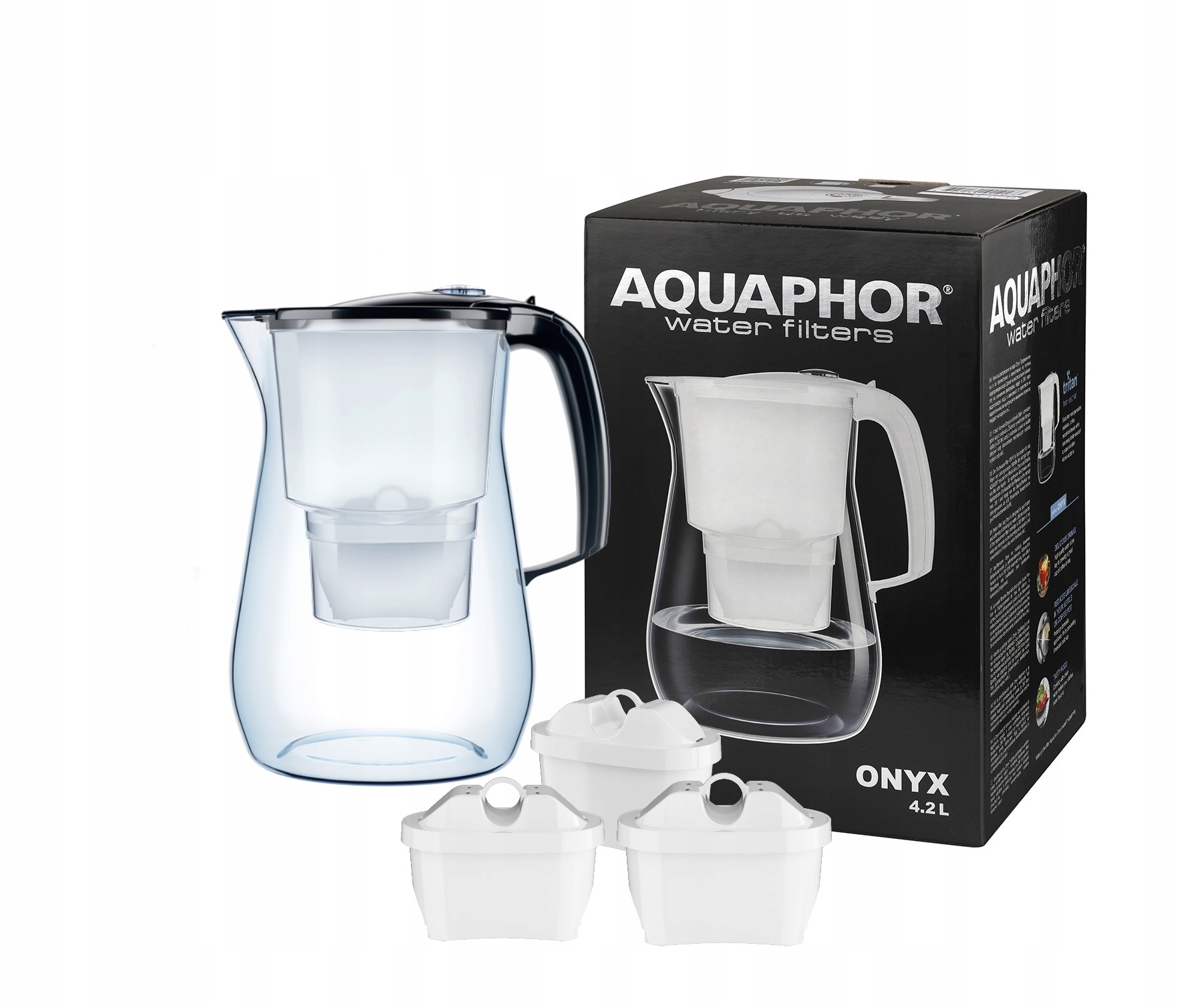Dzbanek filtrujący Aquaphor Onyx 4.2 l 3 wkł. Maxfor+ Mg czarny