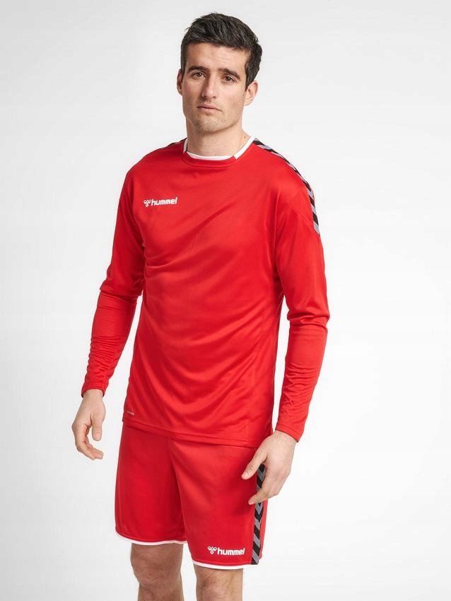 Hummel Czerwona Sportowa Koszulka Długi Rękaw Logo Glj Hmr__m
