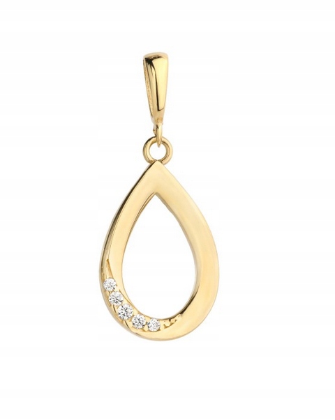 ZŁOTA ZAWIESZKA WISIOREK 585 ŁEZKA Z CYRKONIAMI