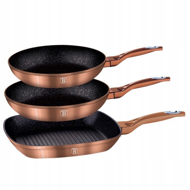 Sada 3 Granitových Panvíc Berlinger Haus Rose Gold Line BH-1279