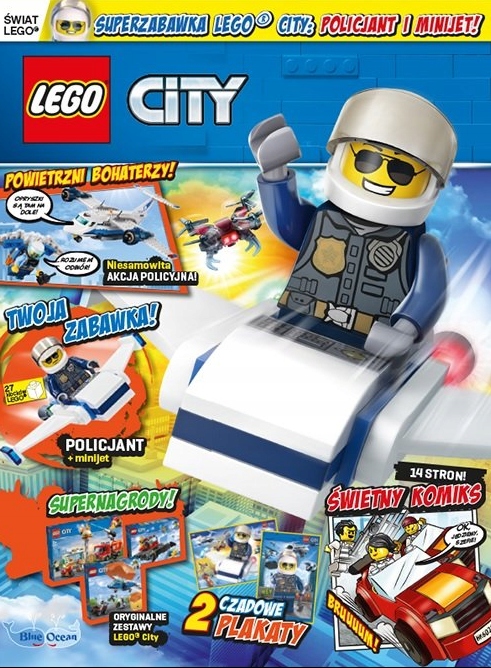 Magazyn czasopismo Lego City Policjant i Minijet 01/2019